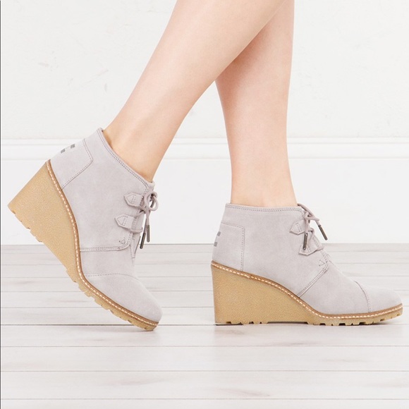 toms desert suede wedge bootie
